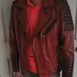 Mens leather moto jacket new with tags